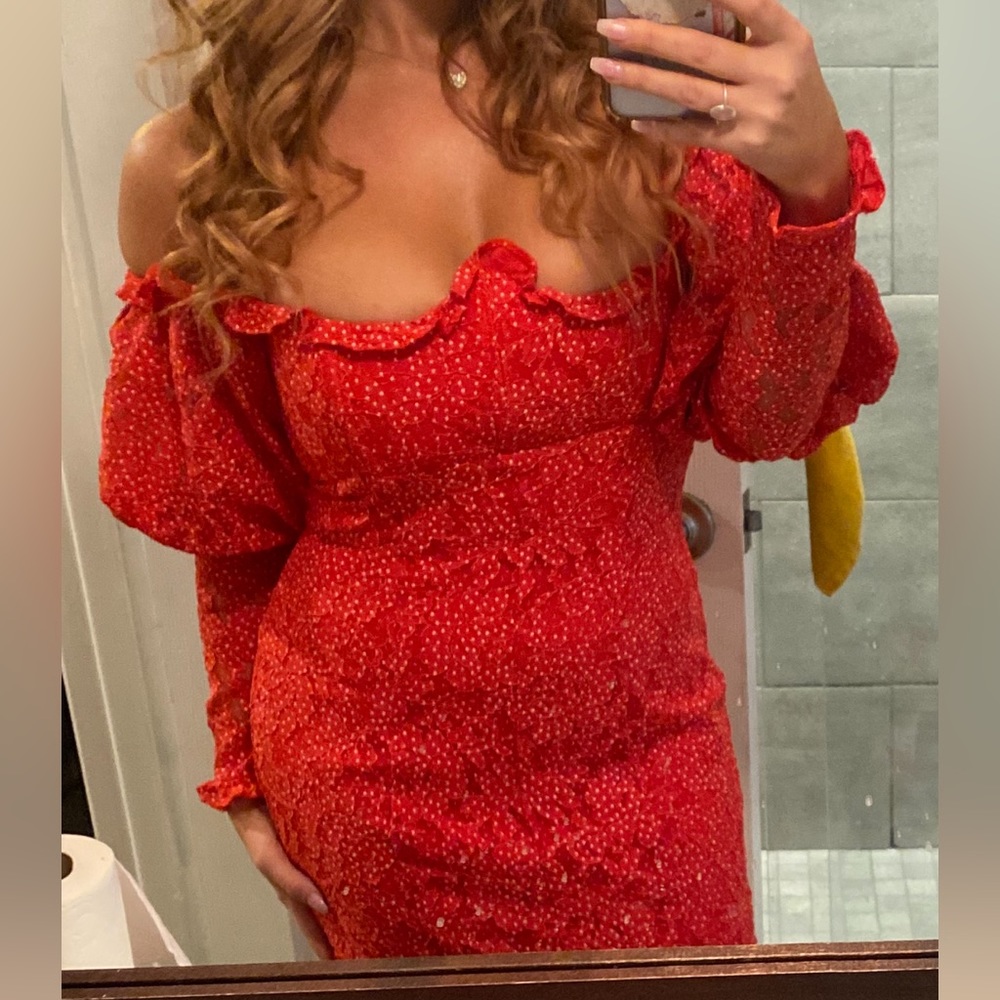 For Love & Lemons Clarisse off the shoulder mini dress